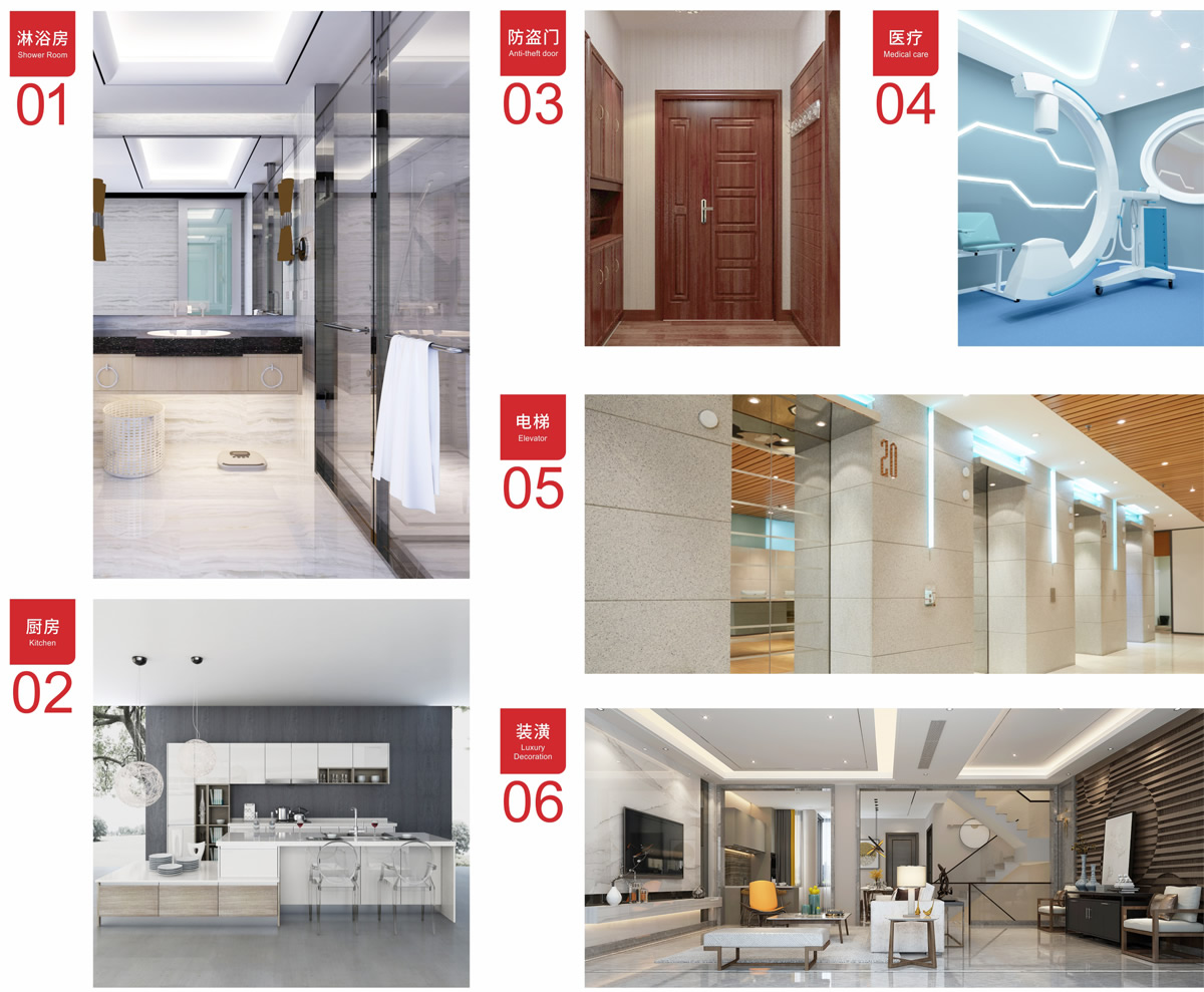 公司產(chǎn)品廣泛適用于裝飾裝潢、電梯、淋浴房、拼接防盜門、廚房設(shè)備、標(biāo)示標(biāo)牌企業(yè)、船舶、醫(yī)療器械等行業(yè)。